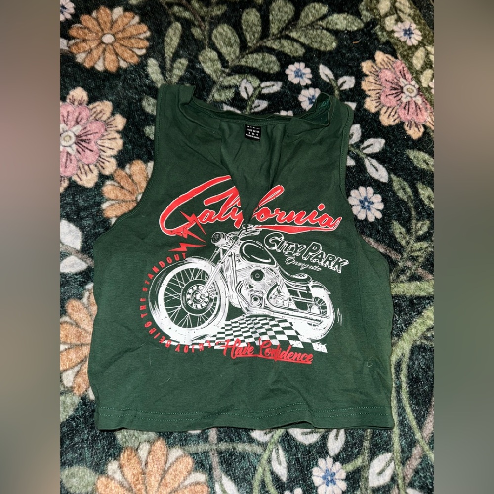 Green Graphic Tank Top sexy stretch S